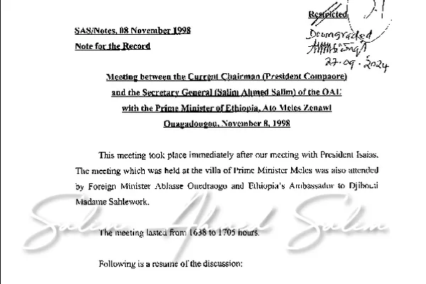 Meeting with President Blaise Compaoré and Prime Minister Meles Zenawi on Ethiopia-Eritrea