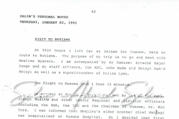 Discussion with Mwalimu Nyerere in Butiama on Challenges Facing Tanzania and Africa