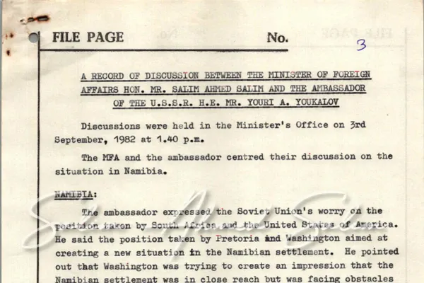 Discussion between Dr. Salim and the Soviet Ambassador concerning developments in the Namibia negotiations and the situation in Angola